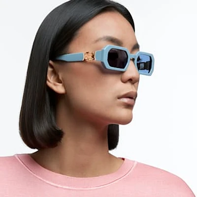 Sunglasses, Octagon shape, SK0349 84V, Blue by SWAROVSKI