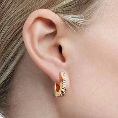 Dextera hoop earrings, Octagon shape, Small, White