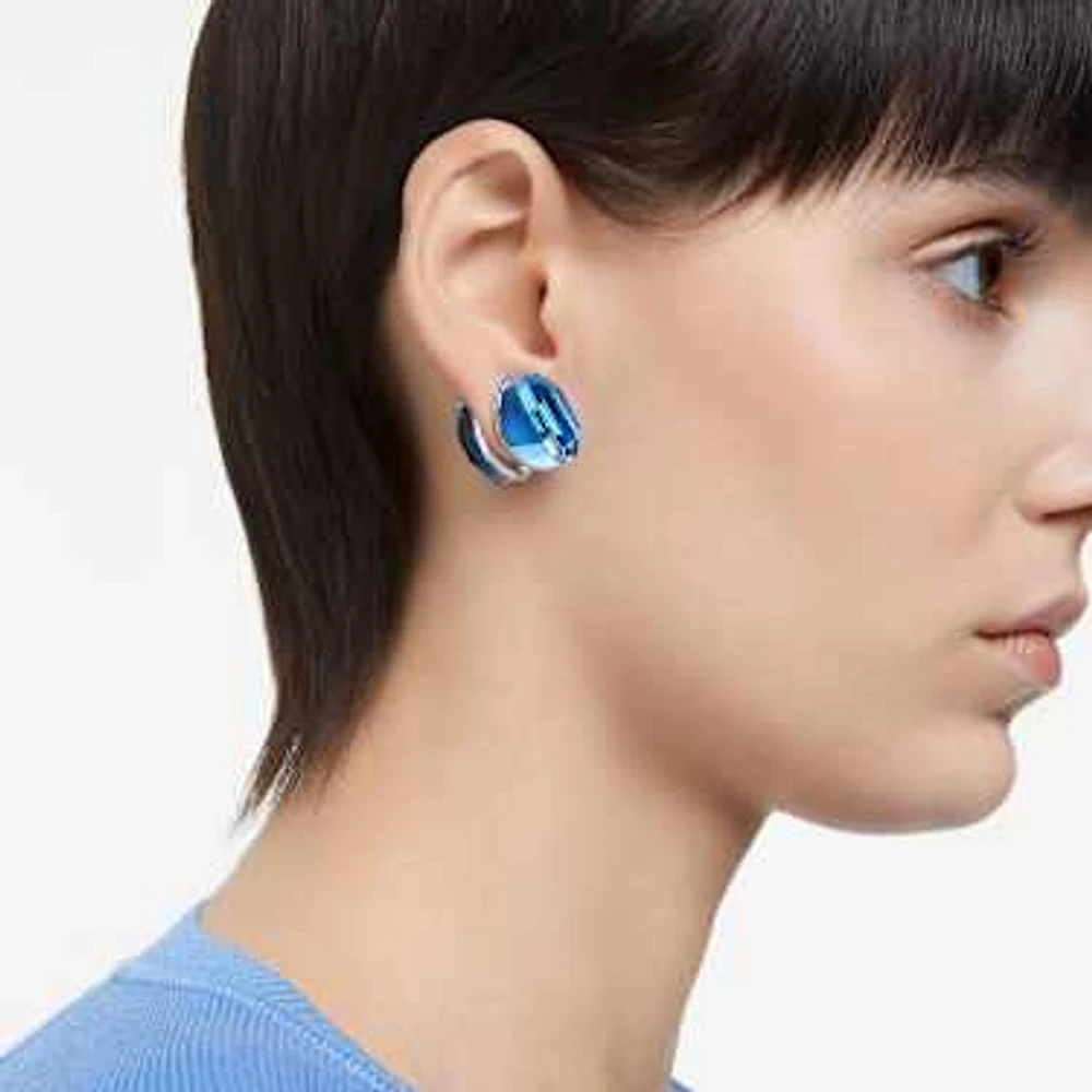 Lucent stud earrings, Blue, Rhodium plated by SWAROVSKI