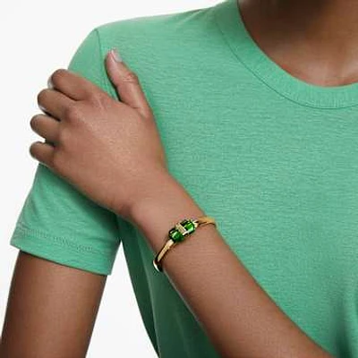 Lucent bangle, Magnetic closure, Green, Gold-tone finish by SWAROVSKI