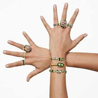 Lucent bangle, Magnetic closure, Green, Gold-tone finish by SWAROVSKI