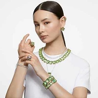Curiosa cocktail ring, Square cut, Green, Gold-tone plated by SWAROVSKI