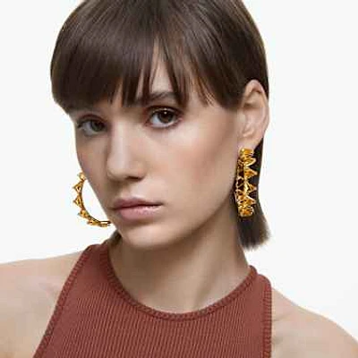 Matrix hoop earrings, Triangle cut, Yellow, Gold-tone plated by SWAROVSKI