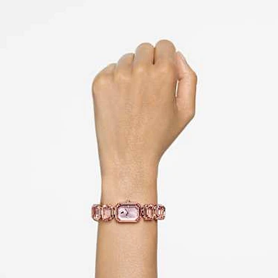 Watch, Octagon cut bracelet, Pink, Rose gold-tone finish by SWAROVSKI