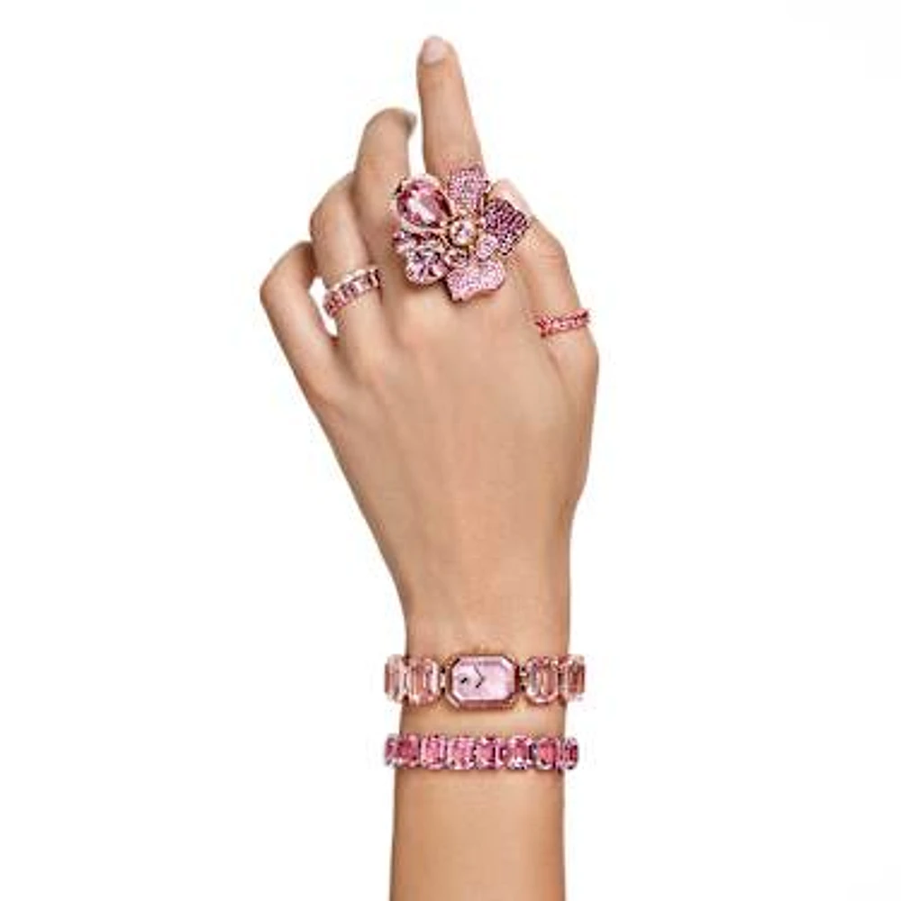 Watch, Octagon cut bracelet, Pink, Rose gold-tone finish by SWAROVSKI