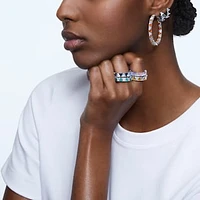Ortyx hoop earrings, Triangle cut, Small, White, Rhodium plated by SWAROVSKI