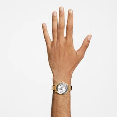 Dextera 3-hand watch, 37mm, Swiss Made, Metal bracelet, Gold tone, Gold-tone finish by SWAROVSKI