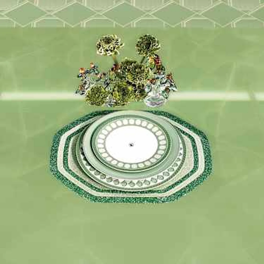 Signum service plate, Porcelain, Green by SWAROVSKI