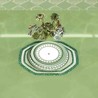 Signum service plate, Porcelain, Green by SWAROVSKI