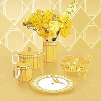 Signum mug with lid, Porcelain, Yellow by SWAROVSKI