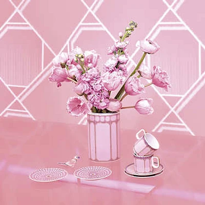 Signum plate, Porcelain, Small, Pink by SWAROVSKI