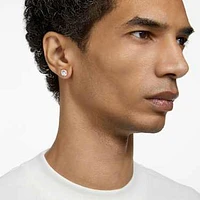 Una stud earrings, Round cut, Pavé, White