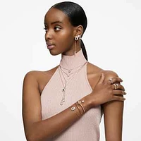 Una stud earrings, Round cut, Pavé, White