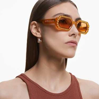 Sunglasses, Octagon shape, Pavé, SK0345 39E, Orange by SWAROVSKI