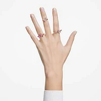 Idyllia Lilia ring, Set (3), Butterfly, Pink, Rose gold-tone plated by SWAROVSKI