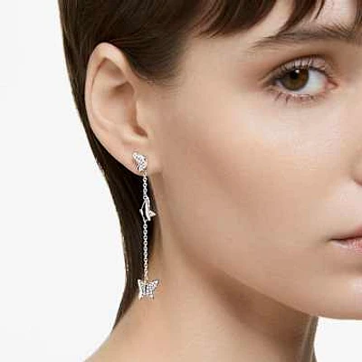 Idyllia Lilia drop earrings, Butterfly, Long, White