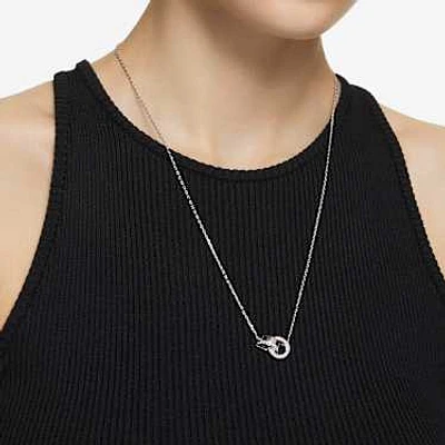 Dextera pendant, Interlocking loop, White, Rhodium plated by SWAROVSKI