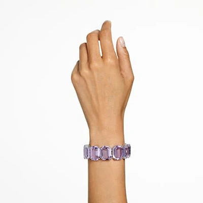 Millenia bracelet, Oversized crystals, Octagon cut, Purple, Rhodium plated by SWAROVSKI