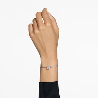 Millenia bangle, Octagon cut, Pavé, White, Rhodium plated by SWAROVSKI