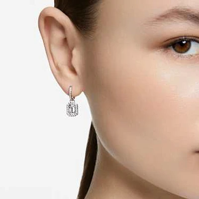 Millenia drop earrings, Octagon cut, White, Rhodium plated by SWAROVSKI