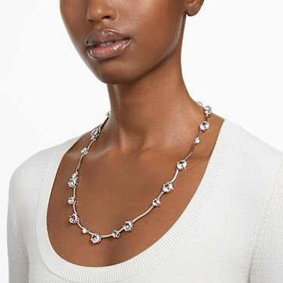 Constella necklace, Mixed round cuts, White, Rhodium plated by SWAROVSKI