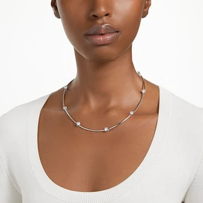 Constella necklace, Round cut, White, Rhodium plated by SWAROVSKI