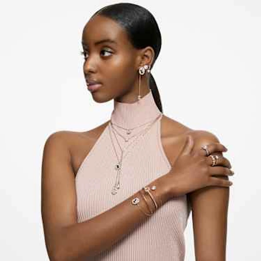 Constella drop earrings, Round cut, Pavé, White