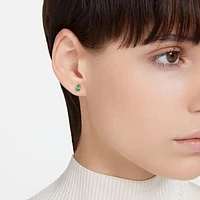 Stilla stud earrings, Pear cut, Green, Gold-tone plated by SWAROVSKI