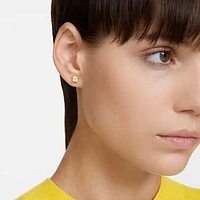 Chroma stud earrings, Cushion cut, Yellow, Gold-tone plated by SWAROVSKI