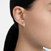 Chroma stud earrings, Cushion cut, Blue, Rhodium plated by SWAROVSKI