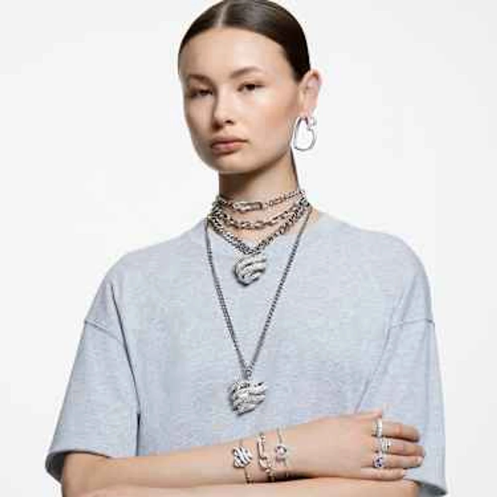 Dextera necklace, Statement, Mixed links, White