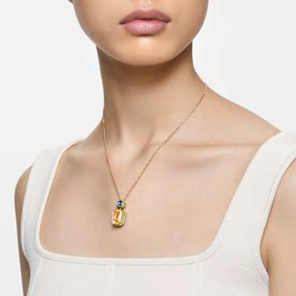 Chroma necklace, Octagon cut, Multicoloured, Gold-tone plated by SWAROVSKI