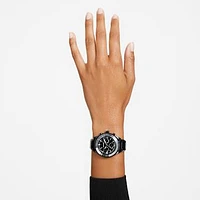 Dextera chrono watch, 39mm, Swiss Made, Metal bracelet, Black, Black finish by SWAROVSKI