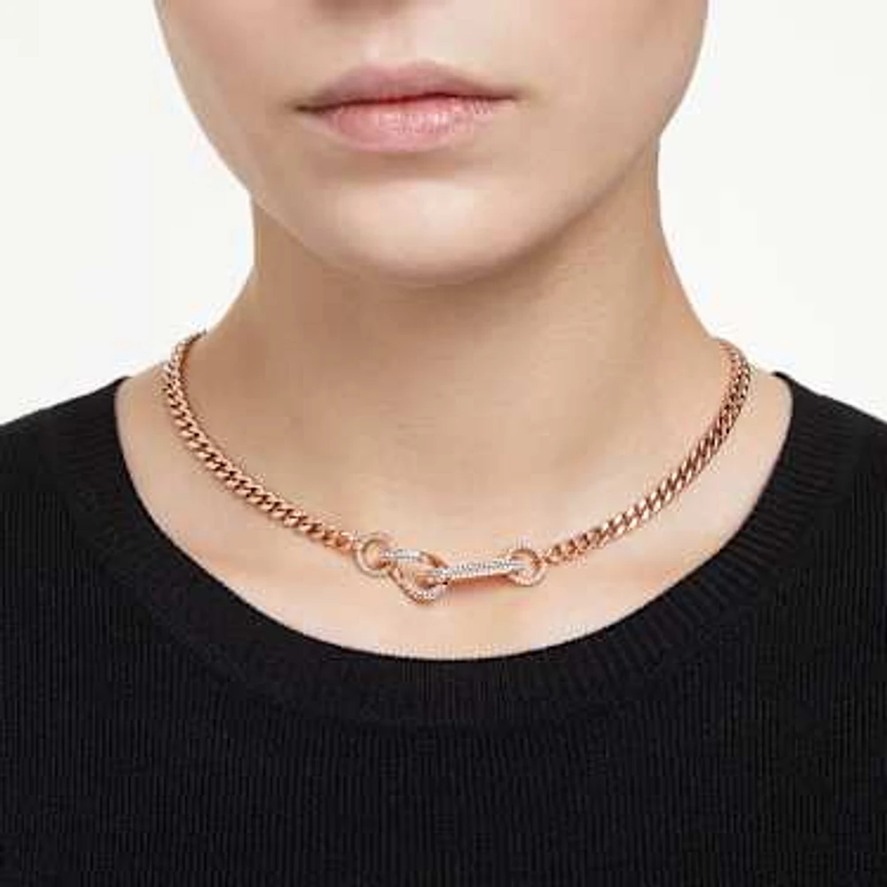 Dextera necklace, Pavé, Mixed links, White, Rose gold-tone plated by SWAROVSKI