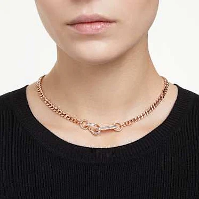 Dextera necklace, Pavé, Mixed links, White, Rose gold-tone plated by SWAROVSKI