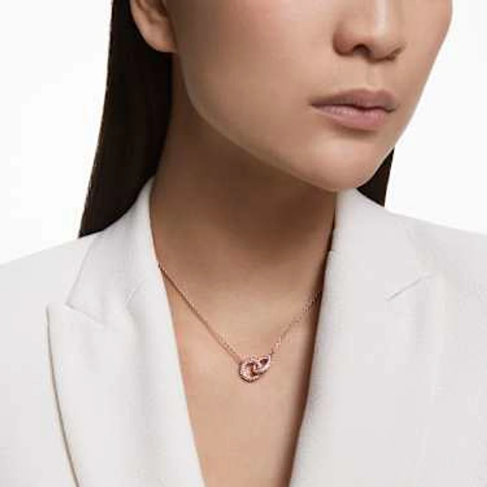 Dextera necklace, Intertwined circles, Pink, Rose gold-tone plated by SWAROVSKI