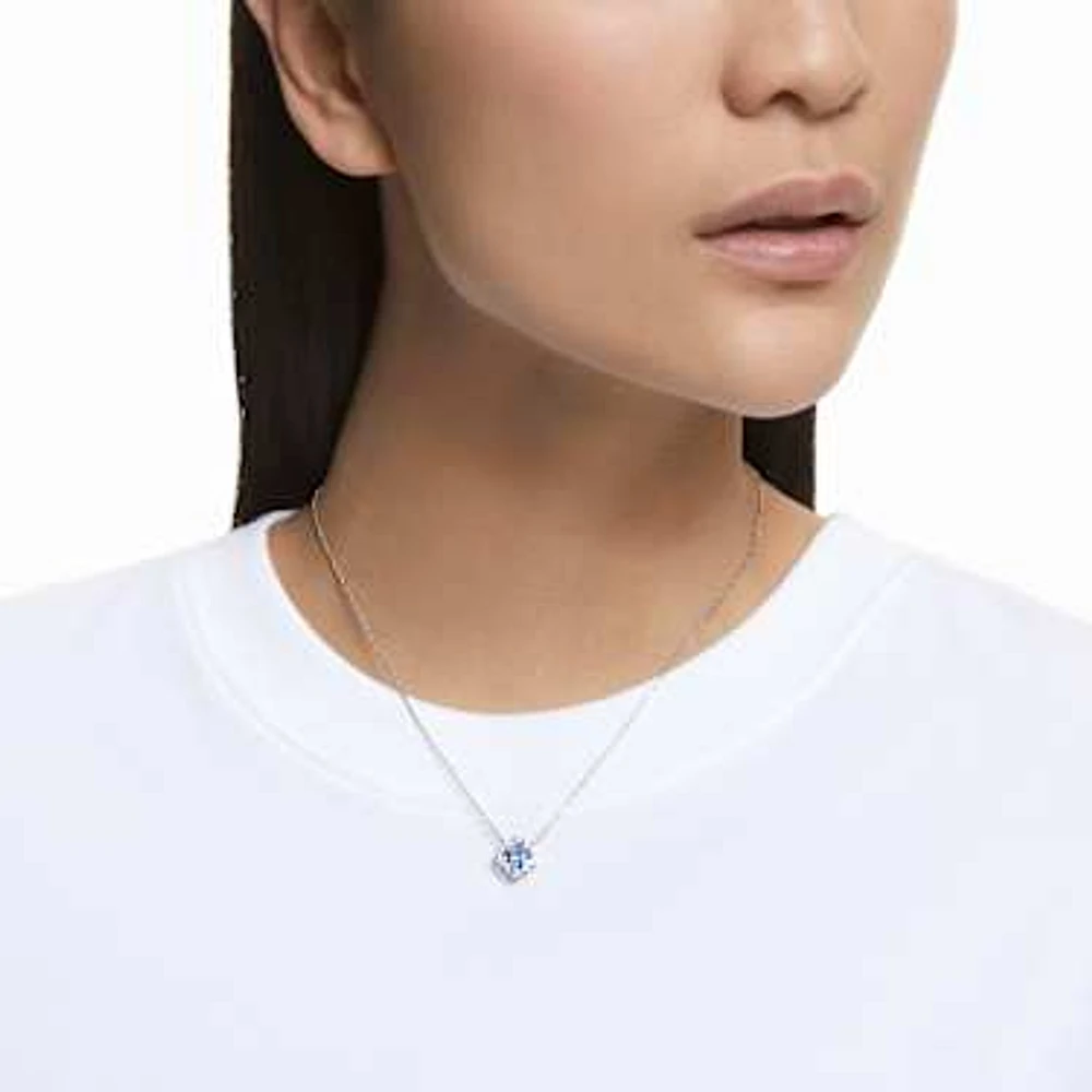 Una necklace, Clover, Blue, Rhodium plated by SWAROVSKI