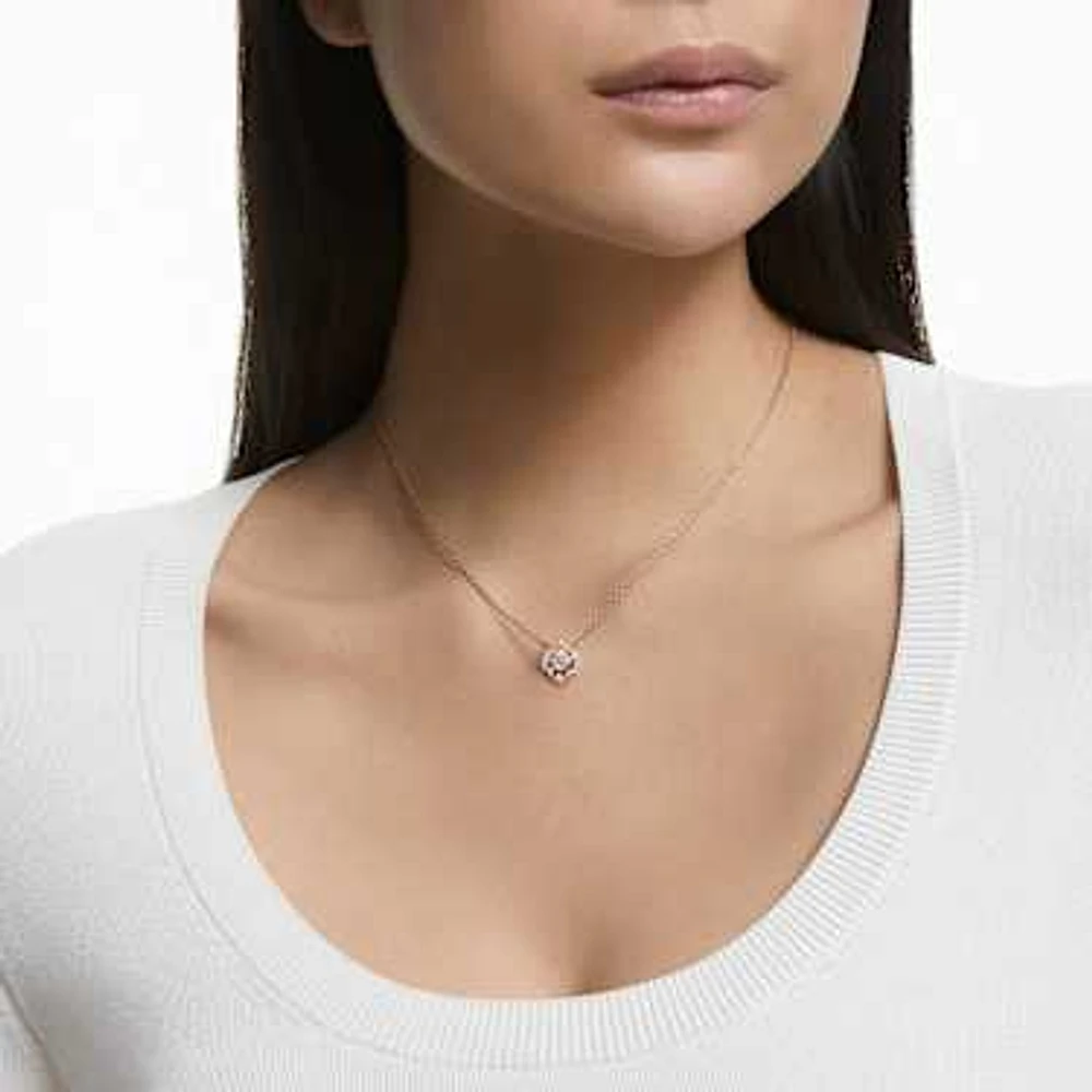 Una necklace, Clover, White, Rose gold-tone plated by SWAROVSKI