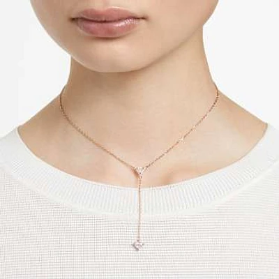 Stilla Y necklace, Triangle cut, White, Rose gold-tone plated by SWAROVSKI