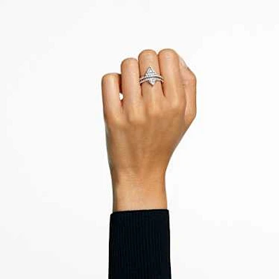 Stilla ring, Mixed cuts, White, Rhodium plated by SWAROVSKI