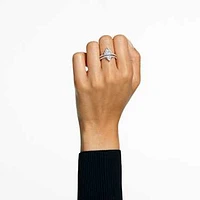 Stilla ring, Mixed cuts, White, Rhodium plated by SWAROVSKI