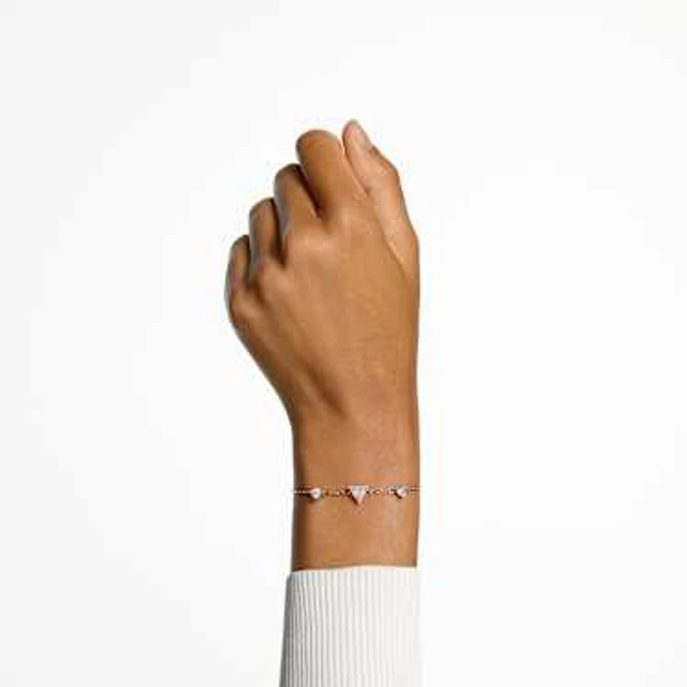 Stilla bracelet, Triangle cut, White, Rose gold-tone plated by SWAROVSKI