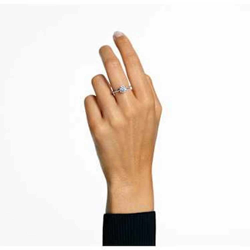 Constella cocktail ring, Round cut, Pavé, White