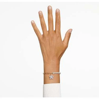 Stella bracelet, Pavé, Star, White, Rose gold-tone plated by SWAROVSKI