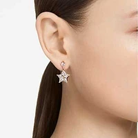 Stella drop earrings, Kite cut, Star, White, Rose gold-tone plated by SWAROVSKI