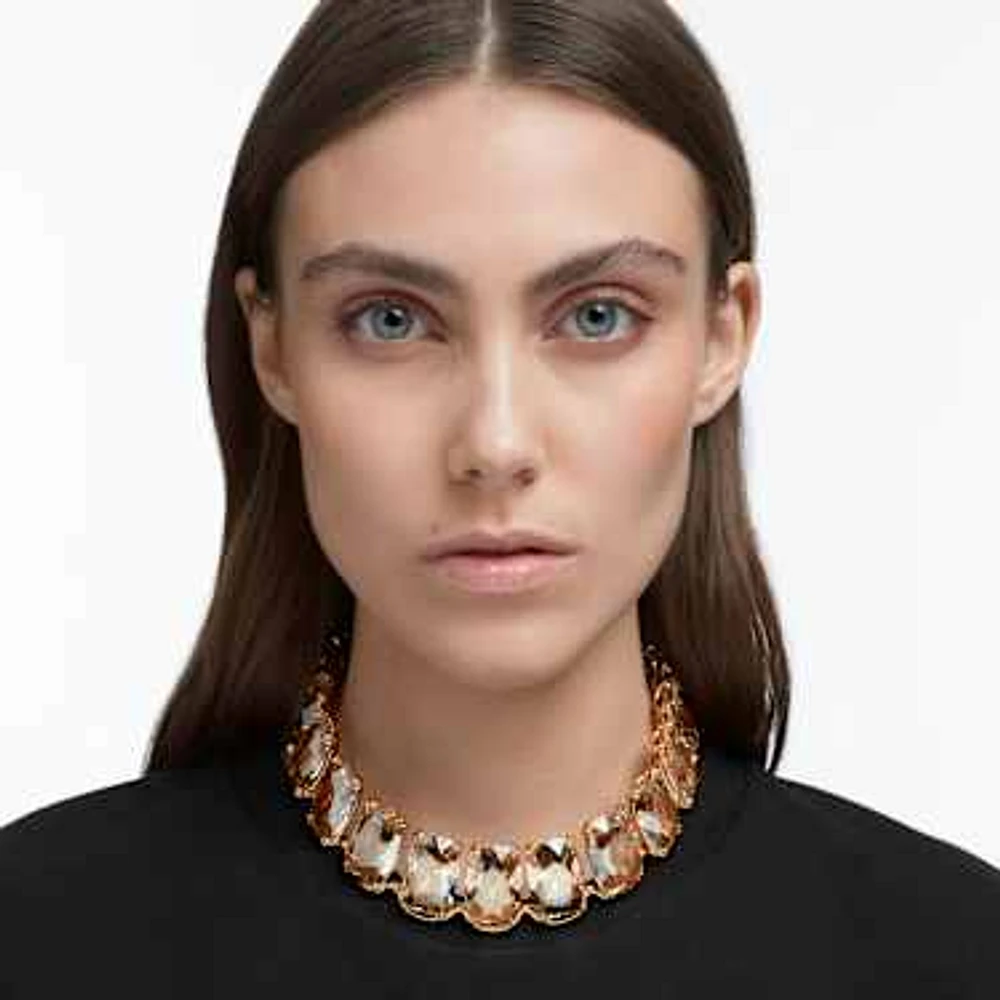 Harmonia choker, Oversized floating crystals, Gold tone, Gold-tone plated by SWAROVSKI