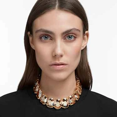 Harmonia choker, Oversized floating crystals, Gold tone, Gold-tone plated by SWAROVSKI