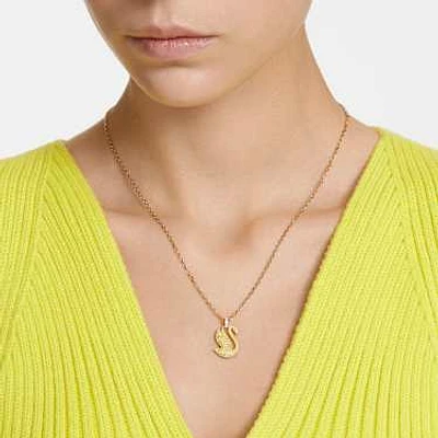 Swan pendant, Swan, Medium, Yellow, Gold-tone plated by SWAROVSKI