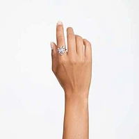 Hyperbola cocktail ring, Bow, White, Rhodium plated by SWAROVSKI