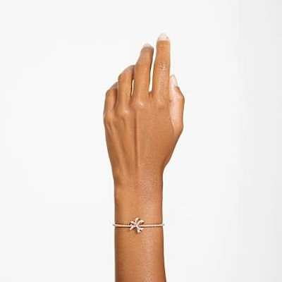 Hyperbola bangle, Bow, White, Rose gold-tone plated by SWAROVSKI